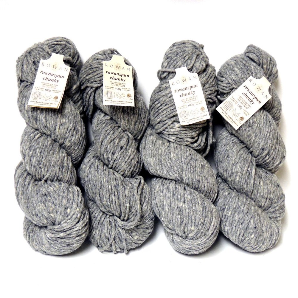 Rowan Wool Yarns Rowanspun Chunky Gray 4 Skeins NWT UK